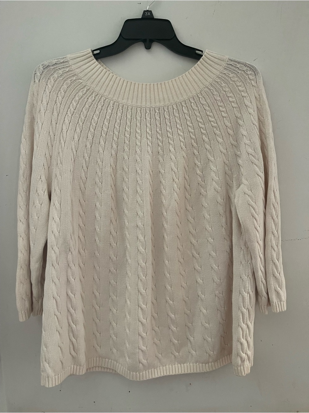 Talbots Cream Cable-Knit Scoopneck Sweater 3X